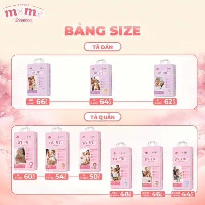 Combo 2 Bịch Bỉm Tã Momo Diamond Bản Cải Tiến Mới, Bỉm Quốc Dân Full Đủ Size NB - 4XL Cho Bé