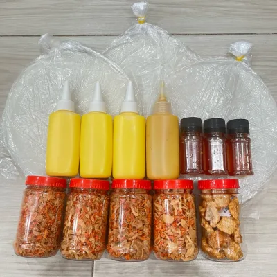 Bánh Tráng Phơi Sương (Kèm Bơ + 3 Chai Sốt + Hủ Muối Tép Hành Phi + Tóp Mỡ + Muối Béo)