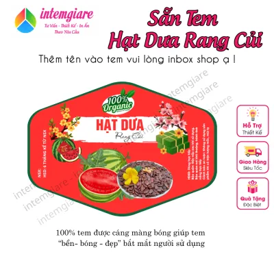 70 Nhãn Dán, Tem Dán Hạt Dưa intemgiare chủ đề Tết - Bánh Kẹo - Ăn Vặt - Mứt Tết
