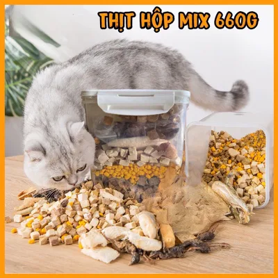 Thịt sấy khô/ Thức ăn sấy khô cho Chó Mèo hộp 650gr(Có bán túi chiết 100gr)
