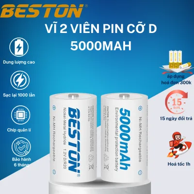 Vĩ 2 Pin Sạc Đại Beston D Beston 5000mAh 1.2V chính hãng , pin bếp gas, pin thiết bị y tế,đèn pin