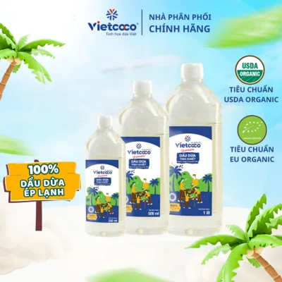Dầu Dừa Tinh Khiết Ép Lạnh Vietcoco 100% Hữu Cơ - Dầu Dừa Ăn Uống, Súc Miệng, Dưỡng Da Và Dưỡng Tóc