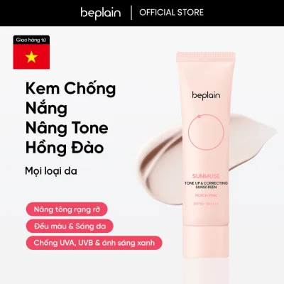 Kem chống nắng BEPLAIN Sunmuse lai Vật Lý & Hoá Học, Nâng Tone hồng rạng rỡ và Sáng da SPF 50+ PA++++ 50ml Peach Pink