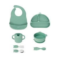 (Chỉ 20.05)Bộ ăn dặm 7 món silicon cao cấp màu Hồng Elmich Babycare