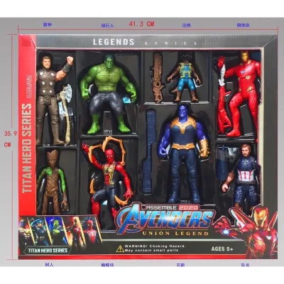 Titan Hero Toy Simulates 10 Avenger Superhero Characters, New Model 2022, Movable Joints, Lights and Accessories, Large Size Set 41*36*8, Super Interesting Mid-Autumn Gift for Children
