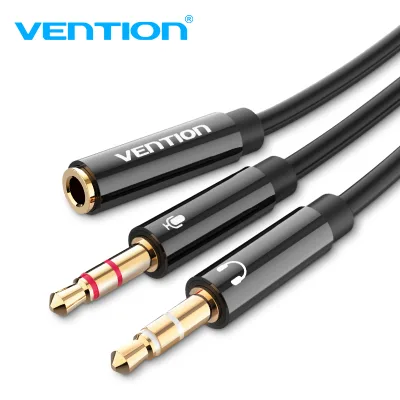 Vention Cáp mở rộng âm thanh Bộ chia tai nghe cho máy tính 3,5 mm Nữ đến 2 Nam Bộ chia 3,5 mm Mic Y Tai nghe cho bộ chuyển đổi PC