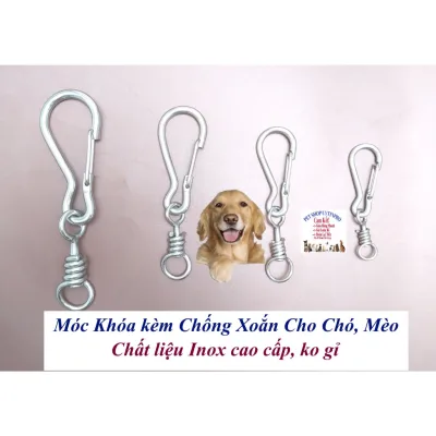 Móc khóa inox kèm chống xoắn cho Chó Mèo Chất liệu inox cao cấp, Không gỉ, Chắc chắn, Bền đẹp, An toàn cho thú cưng