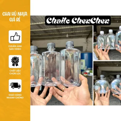 Combo 50 chai nhựa dáng dẹp các loại 250ml 330ml 500ml – kèm nắp đựng thực phẩm, nước ép, trà sữa