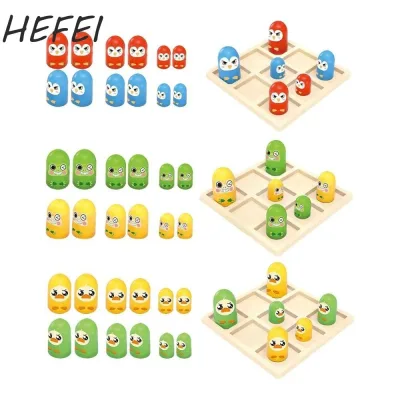 HEFEI Tic Tac Toe Board Game, Đồ chơi bảng Gobble nhỏ tương tác giáo dục, 2 người chơi vui nhộn Montessori Cha mẹ-Con XO Cờ vua Đồ chơi mẫu giáo