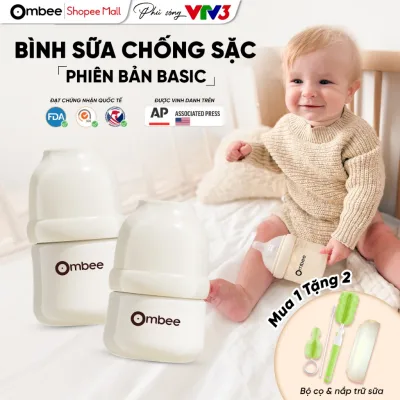 Bình Sữa Ombee Chất Liệu PPSU Chống Sặc Chống Đầy Hơi Núm Ti Mềm Mô Phỏng Tự Nhiên 90ml/170ml/270ml