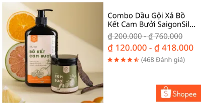 Combo Dầu Gội Xả Bồ Kết Cam Bưởi SaigonSilk hỗ trợ mọc tóc, giảm rụng và nuôi dưỡng tóc bóng khoẻ