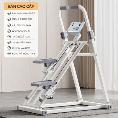 Máy tập thể dục leo núi đa năng cao cấp, Máy leo bậc thang tại nhà gấp gọn khung thép có đồng hồ bấm giờ đi kèm