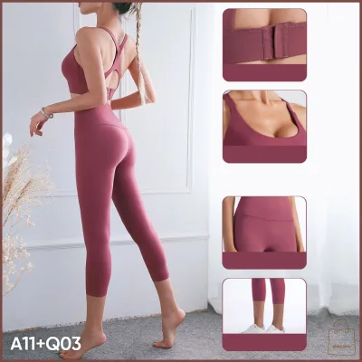 Bộ đồ tập yoga gym B14 hàng Quảng Châu cao cấp, set đồ tập yoga gym vải co giãn 4 chiều thắm hút mồ hôi