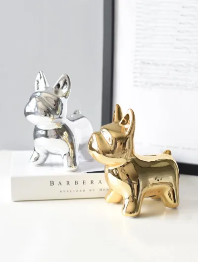 Phụ kiện thuận lợi - Tượng 2 chú chó Bulldog Ceramic Titan Norway Knog (Gold and Silver)