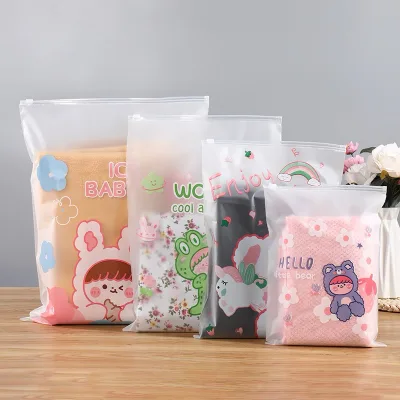 Combo 10 Túi zip lụa mờ in hình đựng đồ mẹ bé đi sinh, quần áo, giày dép, vớ du lịch..