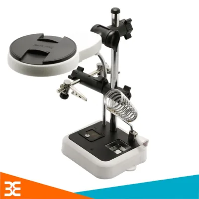 Kính Lúp Đa Năng Tay Kẹp Có Đèn 16129DC 90mm công cụ sản phẩm hữu ích giúp cố định mạch in để Hàn linh kiện điện tử, sửa chữa, kiểm tra, điện tử công nghiệp đồ trang trí