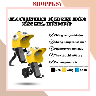 Giá Đỡ Kẹp Điện Thoại Loại 1 Gắn Chân Gương Xe Kèm Mũ Bảo Hiểm Mini Che Nắng Mưa Tiện Lợi, chắc chắn