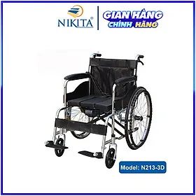 Xe lăn tay có nệm, bô vệ sinh cho người già, người bệnh, người đi lại khó khăn - NIKITA N213-3