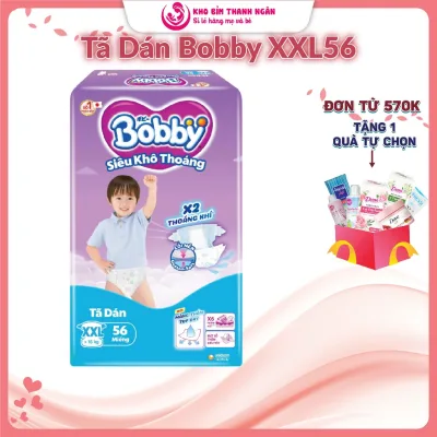 Bỉm / Tã Dán Bobby Siêu Khô Thoáng Cải Tiến Mới - Tã Dán Bobby Size XXL56 Cho Bé Từ 15 Đến 20 Kg - Kho Bỉm Thanh Ngân