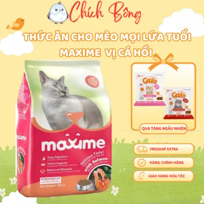 Thức ăn cho mèo vị cá hồi maxime, thức ăn cho mèo mọi lứa tuổi vị cá hồi maxime, hạt cho mèo maxime