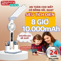 Đèn học để bàn Taiyoken 10.000mAh siêu tích điện 8 giờ, đèn bàn học chống cận có đồng hồ - BH 15 tháng