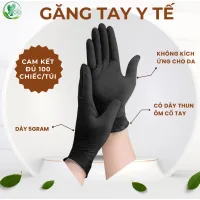 Bao tay y tế không bột CICI, găng tay cao su nitrile Đen/Trắng - 100 chiếc/ túi hỗ trợ chống hóa chất nhẹ hiệu quả