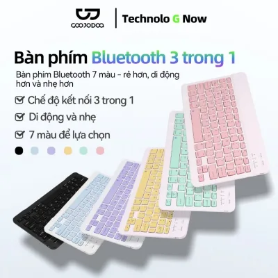 GOOJODOQ Bộ Bàn Phím Và Chuột Bluetooth Không Dây Cho iPad Android Điện Thoại Laptop Máy Tính Bảng Nhỏ Mini Màu Tím