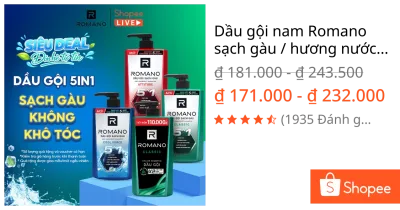 Dầu gội nam Romano sạch gàu / hương nước hoa / Gen Z 610g / 650g / 900g - LIVE