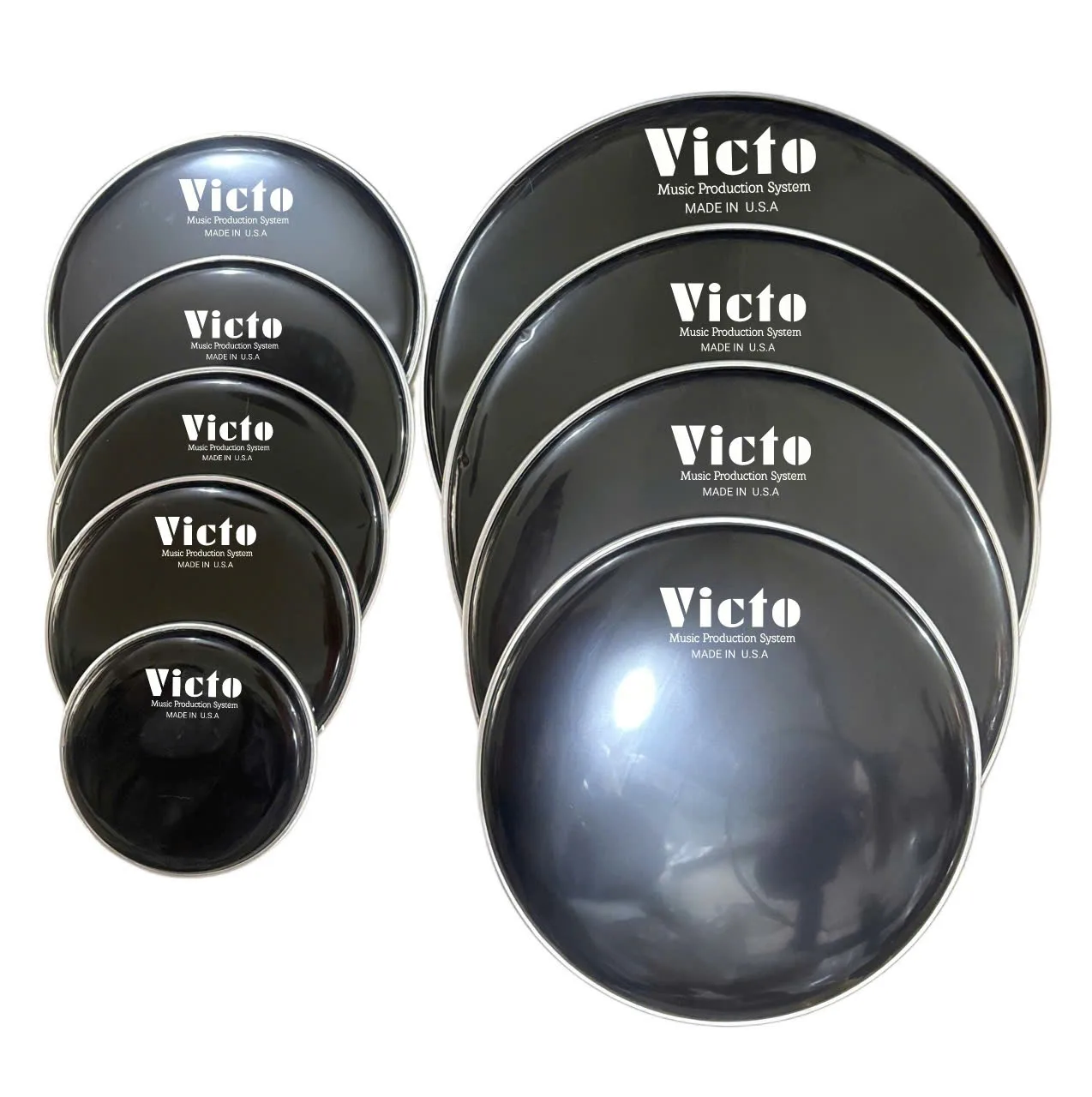 Mặt trống Victo đen cao cấp 8,10,11,12,13,14,16,18,20,22inch