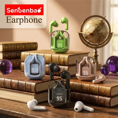 Tws Tai Nghe Nhét Tai Air 31 bluetooth Không Dây 5 Màu Trong Suốt Với Màn Hình Kỹ Thuật Số Giảm Tiếng Ồn Tích Hợp mic senbenbao