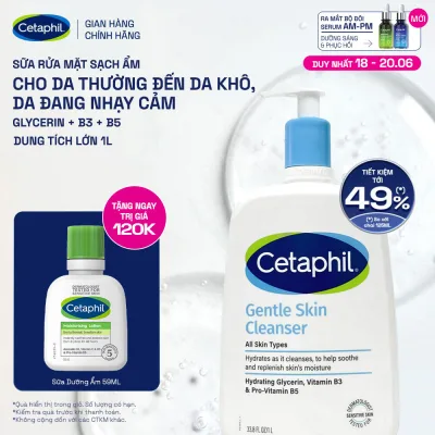 Cetaphil Gentle Skin Cleanser 1000ml, Gentle Facial Cleanser for Sensitive Skin