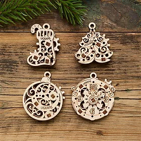 Mô Hình Gỗ Cơ Khí - U-Fidgets-Happy new Gears- Mẫu Trang trí năm mới, sản phẩm chính hãng Ugears, nhập khẩu nguyên bộ từ EU, Fidget, DYI