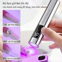 Đèn làm móng nghệ thuật màu bạc có hai mức điều chỉnh, nhỏ gọn và di động, thích hợp cho tiệm làm móng và gia đình