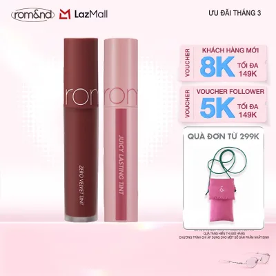 Combo Son Tint Romand Juicy Lasting Tint Ripe Fruit 5.5g + Son kem Romand Zero Velvet Tint 5.5g