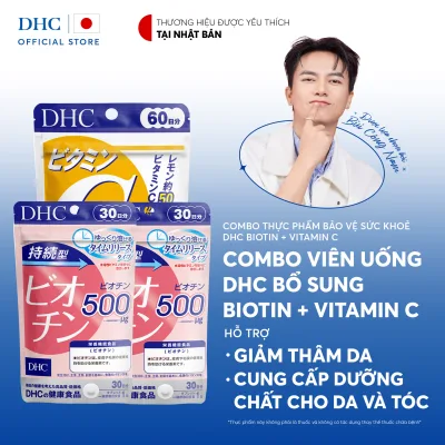 Combo of Health Protection Foods Dhc Biotin (30 Days X2) + Vitamin C (60 Days) - Biotin + Vitamin C Support Pills