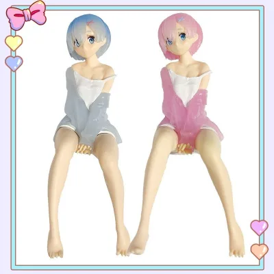 14cm Anime Re: Cuộc Sống Trong Một Thế Giới Khác Từ Zero Nhân Vật Hành Động Kawaii Ram Rem Ngồi Xuống Hình PVC Mô Hình Đồ Chơi Bộ Sưu Tập Búp Bê Trẻ Em Quà Tặng