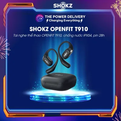 Tai nghe Bluetooth thể thao OpenFit Shokz OPENFIT T910, dẫn truyền âm thanh, chống nước IPX54, pin 28 giờ, BH 1 năm