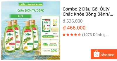 Combo 2 Dầu Gội ÔLIV Chắc Khỏe Bồng Bềnh/Ngăn Gãy Rụng 1Lx2