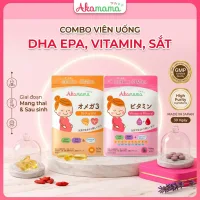 Sắt Acid Folic Vitamin Tổng Hợp Khoáng Chất DHA EPA Omega 3 Cho Mẹ Bầu Giúp Phát Triển Não Bộ Thai Nhi Akamama Nhật Bản