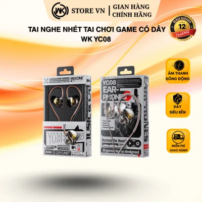 Tai nghe nhét tai có dây WK YC08 Chống Ồn Cực Tốt, Âm Thanh Super Bass, Có Mic, Jack căm Type C/3.5/