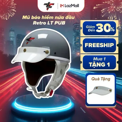 Genuine Lt Pug Half Helmet in Glossy Color - Retro Vintage Style, Breathable Antibacterial Lining, Cr Safety Standard