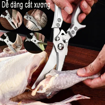 Kéo đa chức năng, kéo đa chức năng cho công việc nhà bếp, chẳng hạn như cắt gia cầm, thịt lợn, cá, rau - thép cán SK5, Đức kéo thép không gỉ nhà bếp đa chức năng Nhà bếp phụ gia thực phẩm xương gà mạnh mẽ