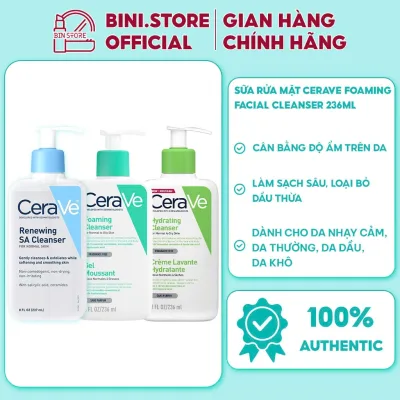 Sữa Rửa Mặt CeraVe Foaming Cleanser 236ml Chính Hãng Cho Da Dầu, Da Khô, Nhạy Cảm 236ml
