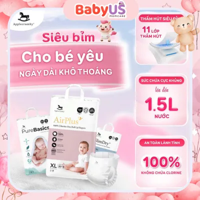 Bỉm tã quần/ tã dán ĐÊM Applecrumby MEGA GÓI TO tã ngựa siêu thấm hút và khô thoáng [babyUS]
