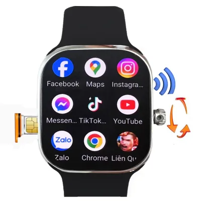 Đồng hồ thông minh S10 Pro Gen 5 5G (Ram 4gb/64) lắp sim nghe gọi, màn Super Amoled, Android tải mọi game, Mxh, camera 180 độ, cảm ứng đa điểm, pin 1300mah Smartwatch - Tặng 1 dây thép, 1 dây sili đen, 1 dán màn và 1 củ sạc