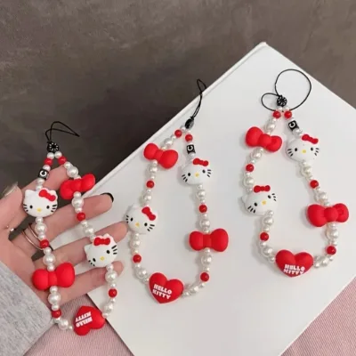 Mới Hellos Kittys Dễ Thương Dây Điện Thoại Hoạt Hình Kuromis Đính Hạt Dây Điện Thoại Sáng Tạo Dễ Thương Dây Tay Vỏ Điện Thoại Phụ Kiện