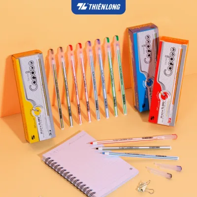 Combo 5/10/20 Bút bi Thiên Long Candee TL-093 ngòi 0.6mm - viết bi sọc có nắp đậy, trọng lượng nhẹ, viết êm trơn