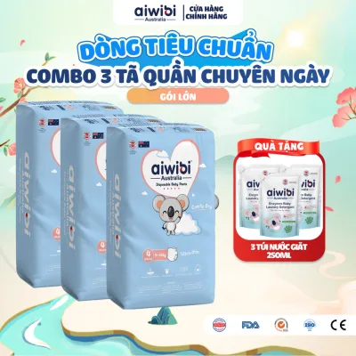 Tã/Bỉm Quần Aiwibi Tiêu Chuẩn Cho Bé Thoáng Khí, Thấm Hút Nhanh - Gói Lớn M/L/XL/XXL