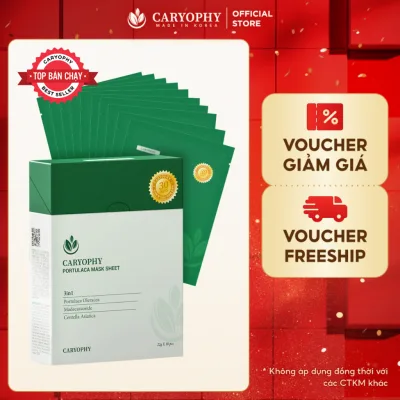 Hộp 10 miếng mặt nạ giấy dưỡng da Caryophy 22gx10 ( Caryophy Portulaca Mask Sheet 22gx10)
