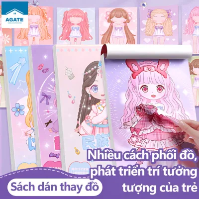 Đồ chơi sách dán sticker hoạt hình diy,Đồ Chơi Cho Bé Gái Trẻ Em Đồ Chơi Giáo Dục 3 Đến 6Tuổi Cô Gái Xinh Trang Điểm Dán
